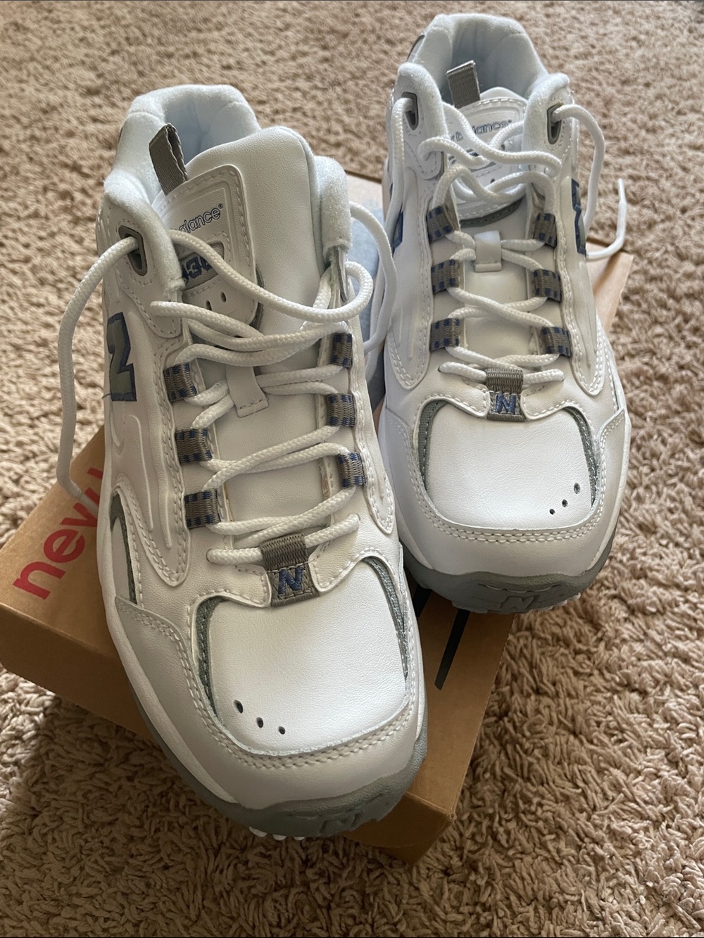 New Balance Women’s White and Gray Lace-Up Sneakers